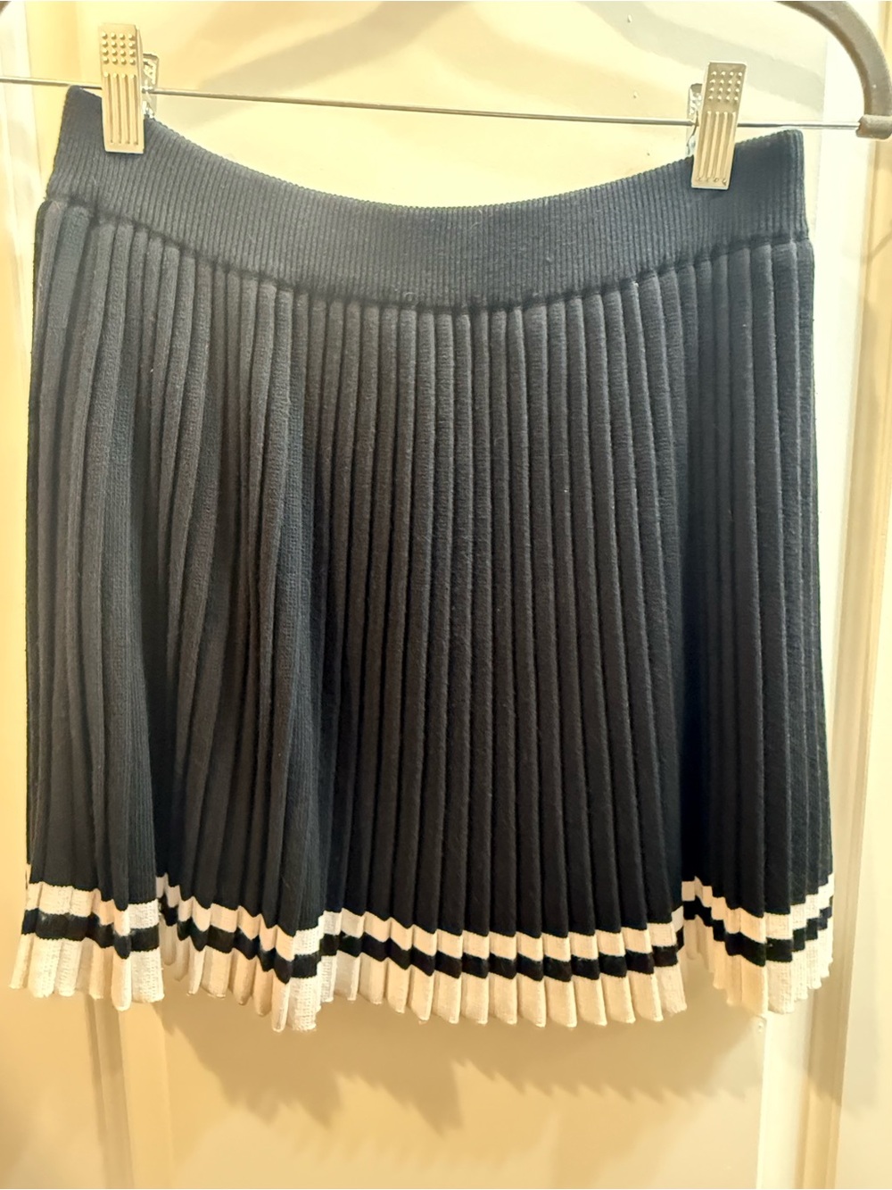 entro Black Pleated Skirt with Cream Striped Hem (with built-in shorties)
